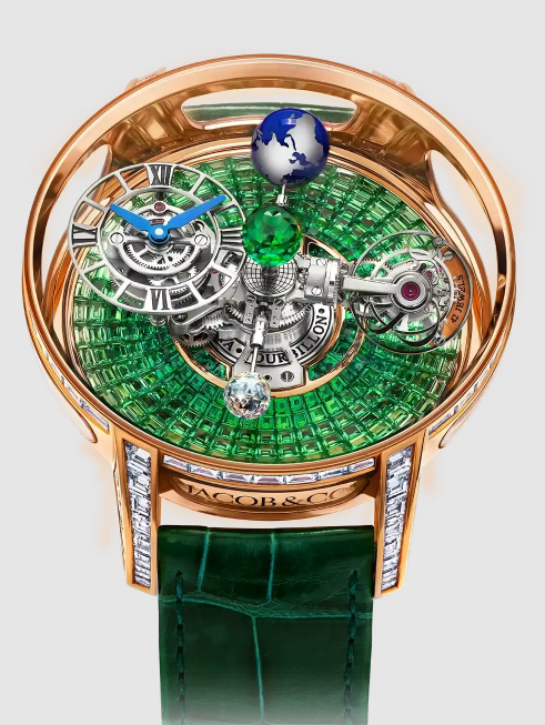 Jacob & Co astronomia tourbillon baguette ROSE GOLD, TSAVORITES replica watch AT810.40.BD.UA.B